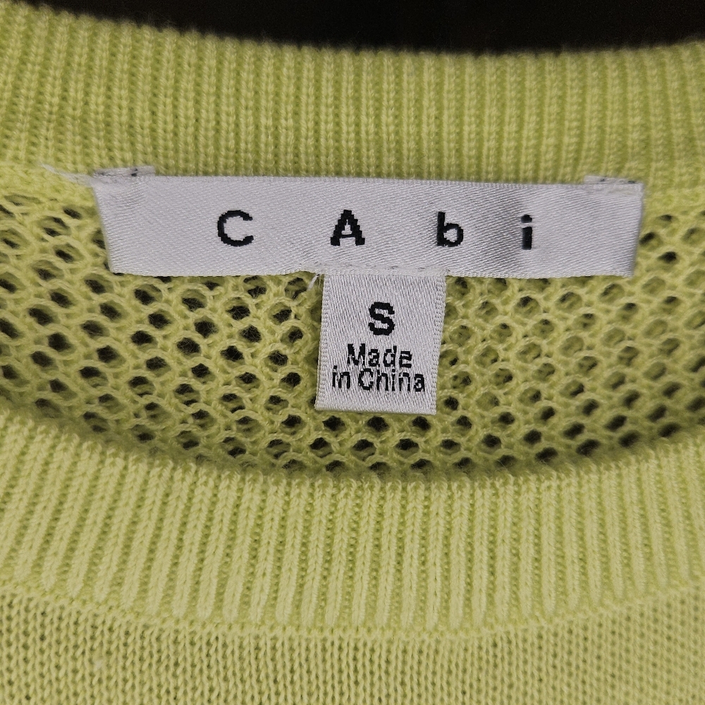 Cabi Lemon Lime Split Back Mesh Pullover Sweater - image 4